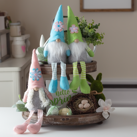 Spring Gnomes, Pink, Blue, Green