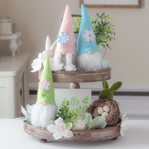 3 Spring Gnomes, Pink, Blue, Green