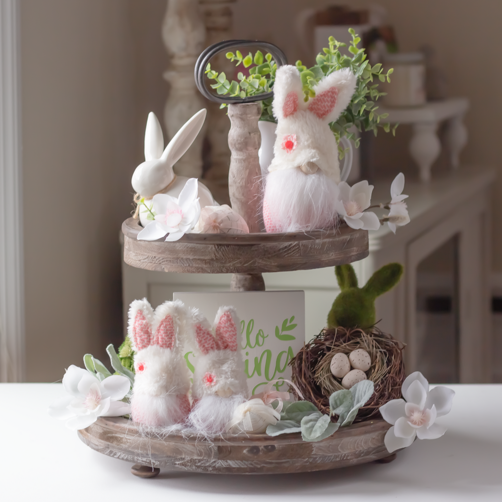 Easter Decor Pink Gnomes Bunny Set