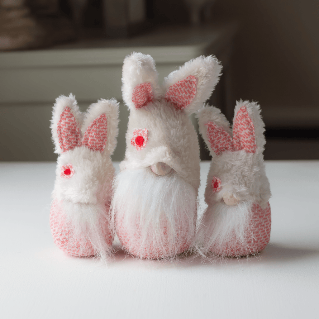 Easter Decor Pink Gnomes Bunny Set