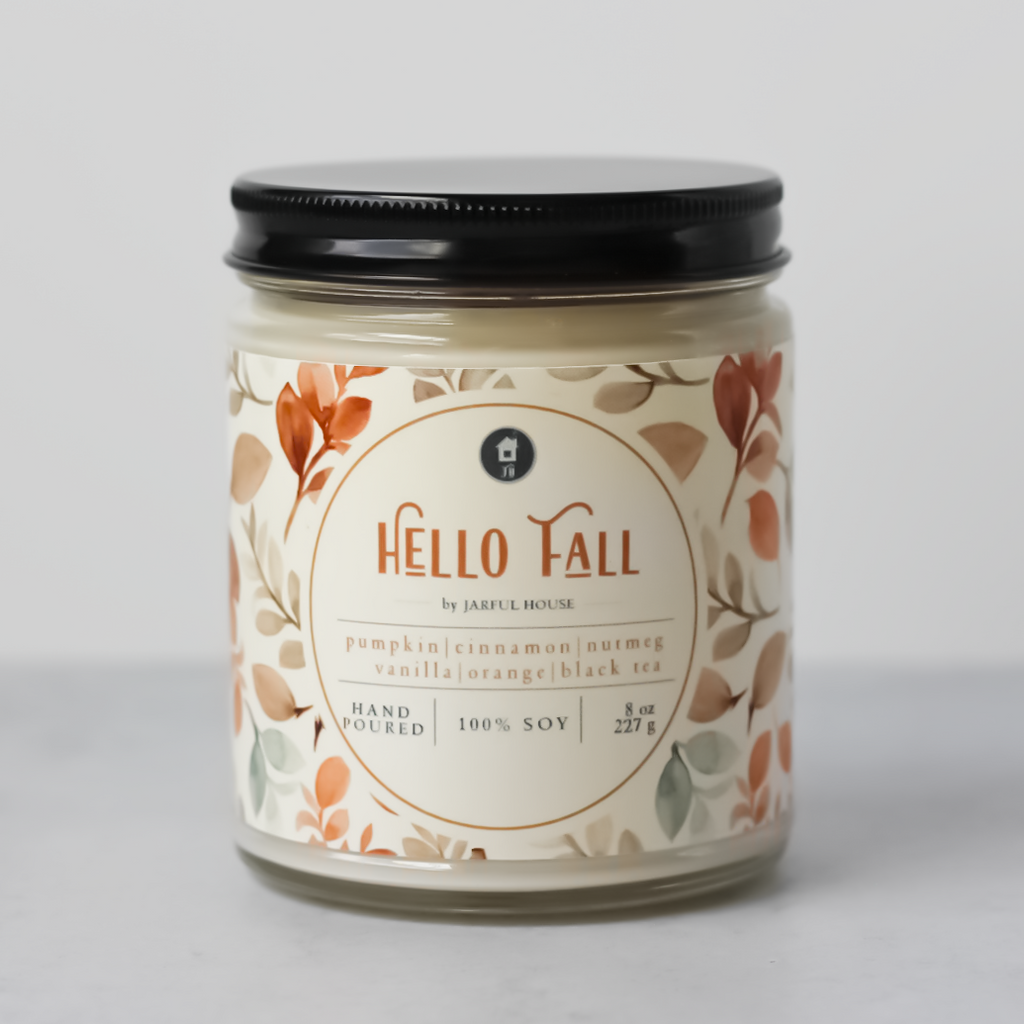 Fall Candle Hello Fall - 8 oz | Natural Soy Wax Candle