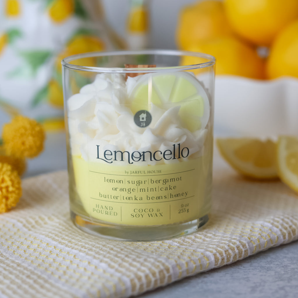Lemoncello Candle Gift Set – Dessert Candle + Lemon Drop Honeycomb Melts + Matches