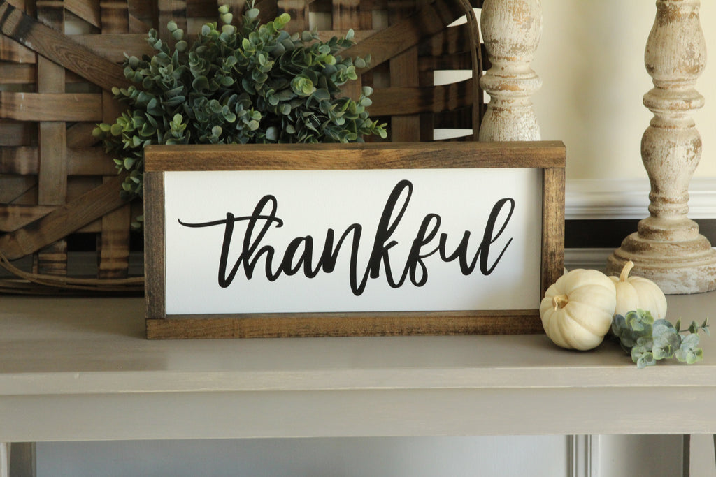 Thankful Wooden Wall Sign – 15x7