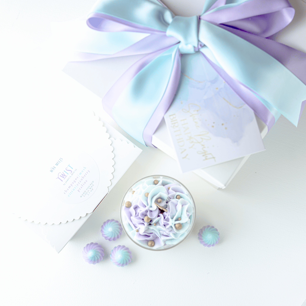 Shine Bright Happy Birthday Gift Bundle Candle +Wax Melts + Wish Card