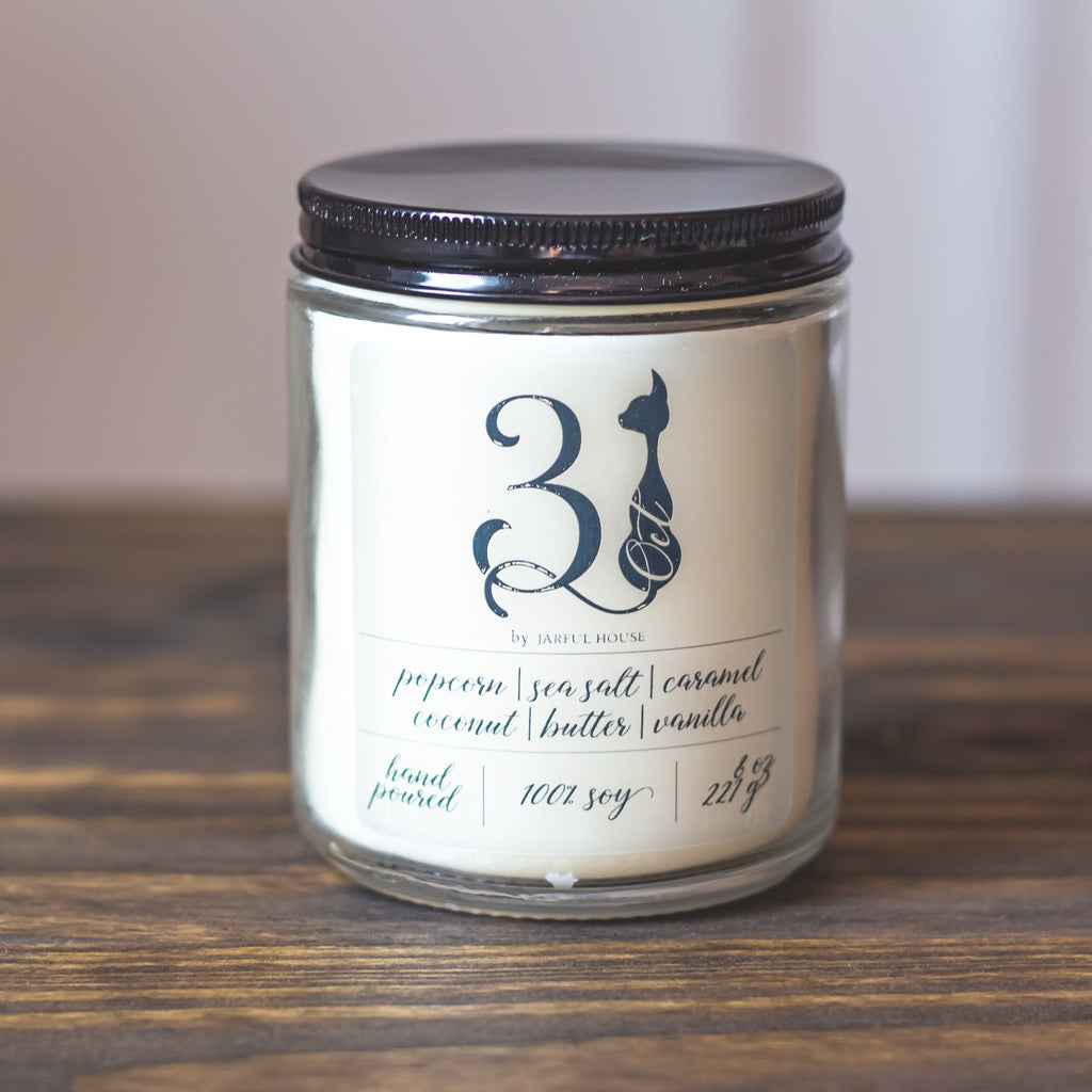 Halloween Candle October 31 - 8 oz | Popcorn + Butter + Sea Salt + Caramel + Coconut + Vanilla