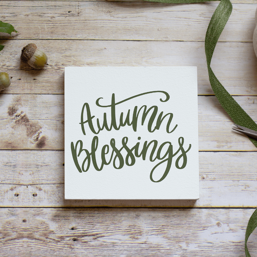 Green Fall Home Decor | Tiered Tray Sign Autumn Blessing - Jarful House