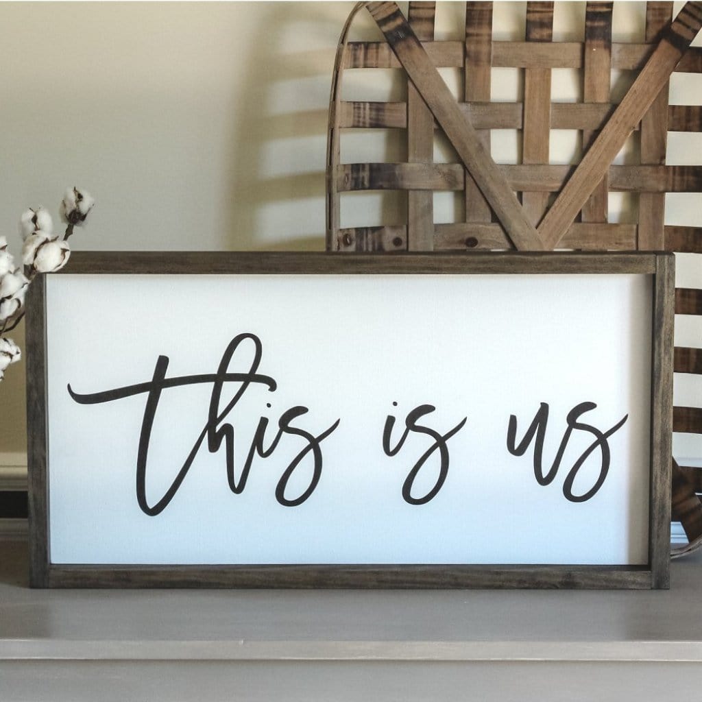 Farmhouse Wall Sign " This is Us" | Rustic Wall Decor | Family Sign 25x13 - Jarful House