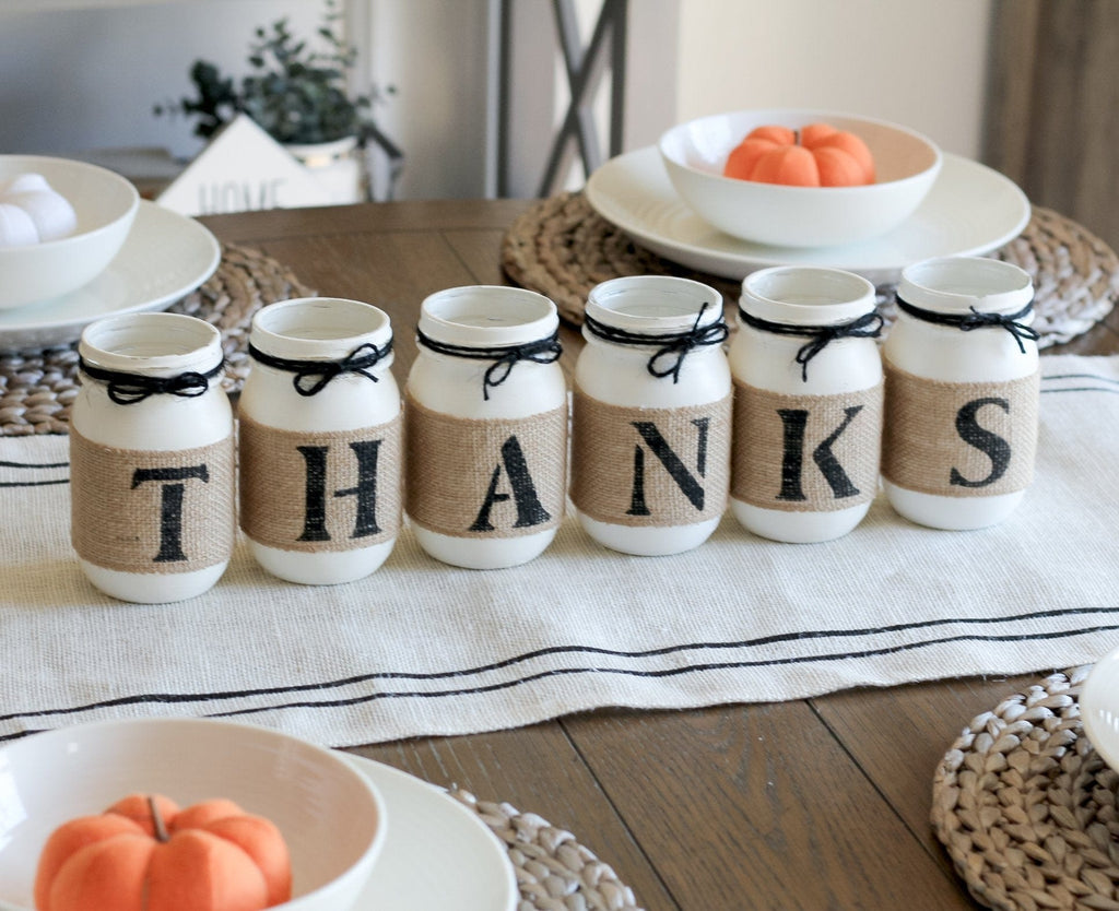 Rustic Thanksgiving Table Decor Mason Jars Centerpiece | Fall Home Decor - Jarful House