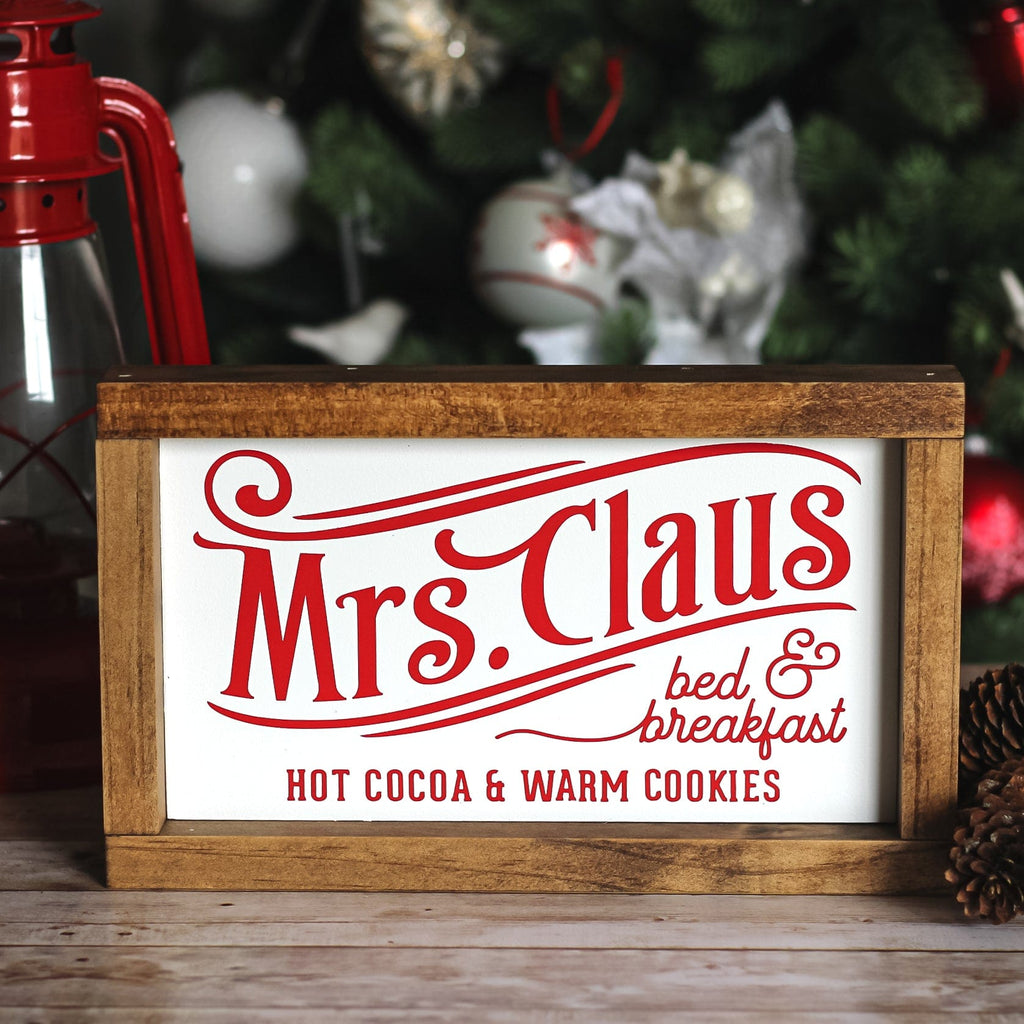 Mrs Claus Bed & Breakfast Wall Sign | Christmas Farmhouse Decor 11x7 inches - Jarful House