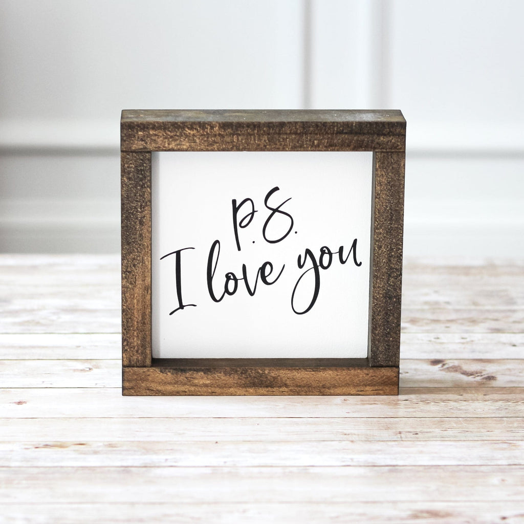 Valentine's Day Decor Gift for Her P.S. I Love You Sign 7 x 7 Inches - Jarful House