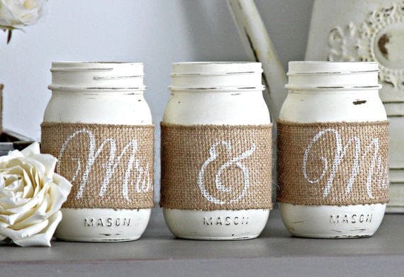 Rustic Wedding Table Decor,Rustic Bridal & Engagement Gift - Jarful House