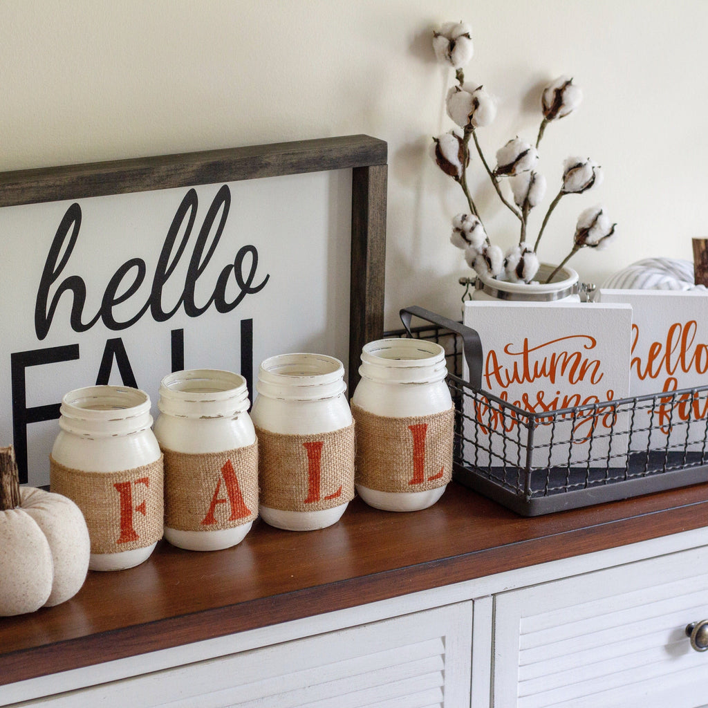 Farmhouse Fall Table Decor | Thanksgiving Centerpieces | Rustic Fall Decor - ONE SIDED - Jarful House