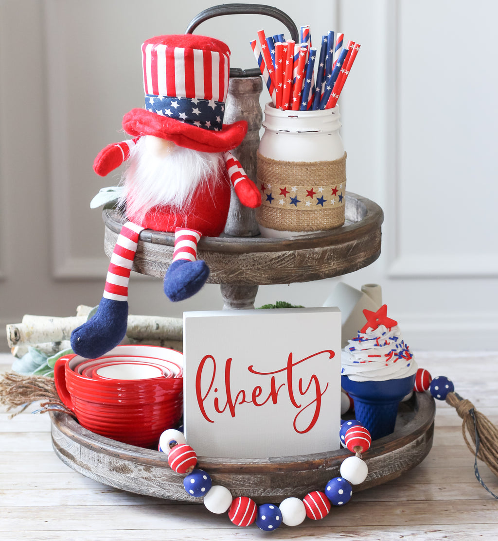 How to style Tiered Tray for the Memorial & Independence Day