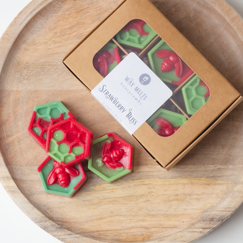 Handmade Strawberry Bliss Honeycomb Wax Melts | Set of 6 | Summer Scent