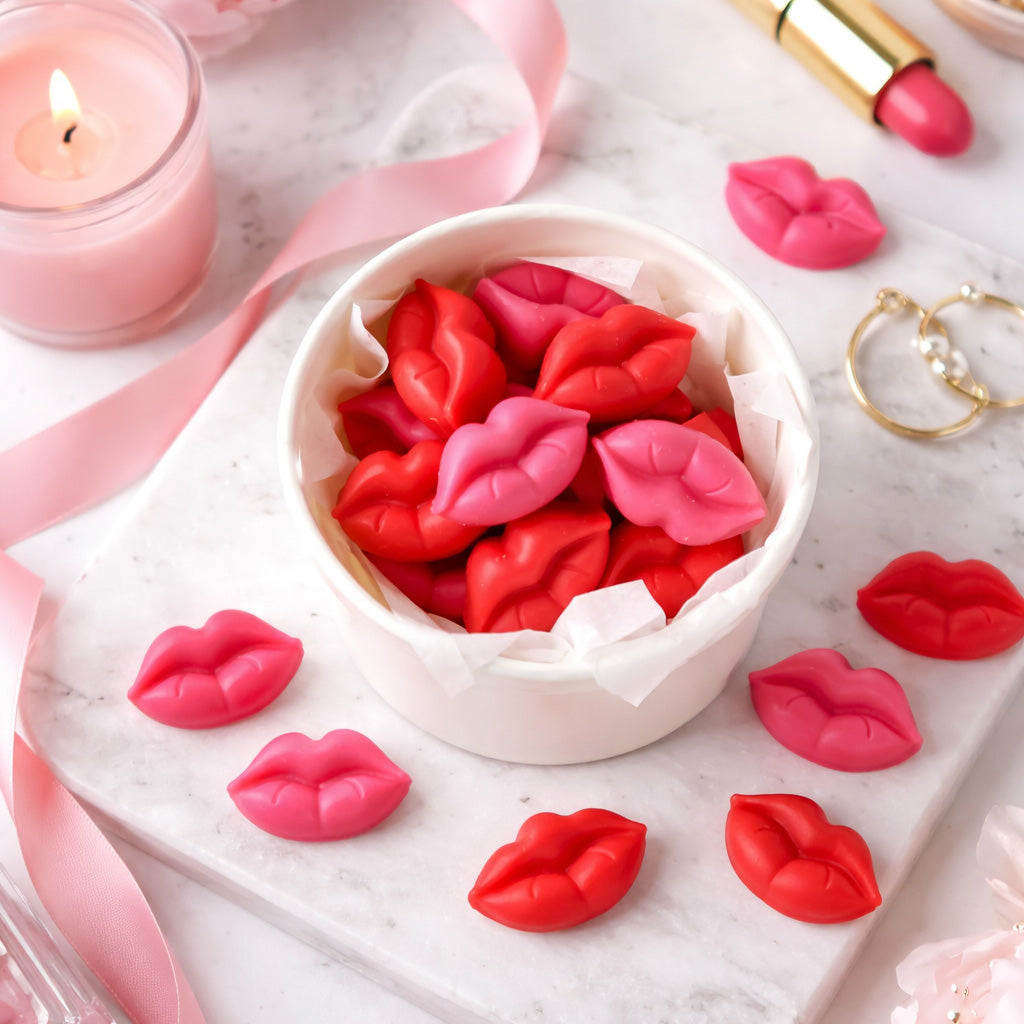 Kiss & Tell Wax Melts – Lip-Shaped, Romantic Cinnamon Vanilla Scent - Jarful House