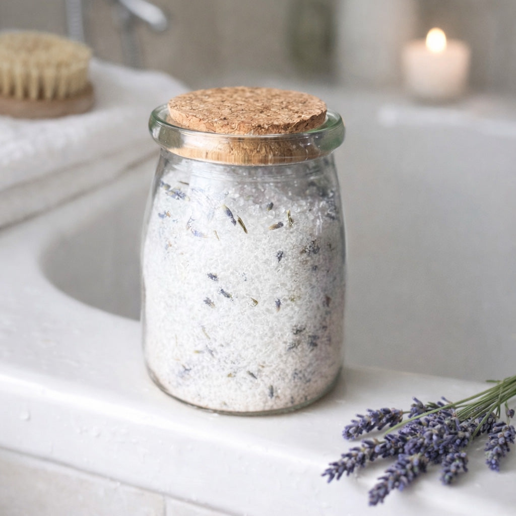 Lavender Meadows Bath Salts – Calming Spa Soak with Dried Lavender
