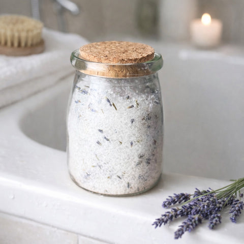 Lavender Meadows Bath Salts – Calming Spa Soak with Dried Lavender