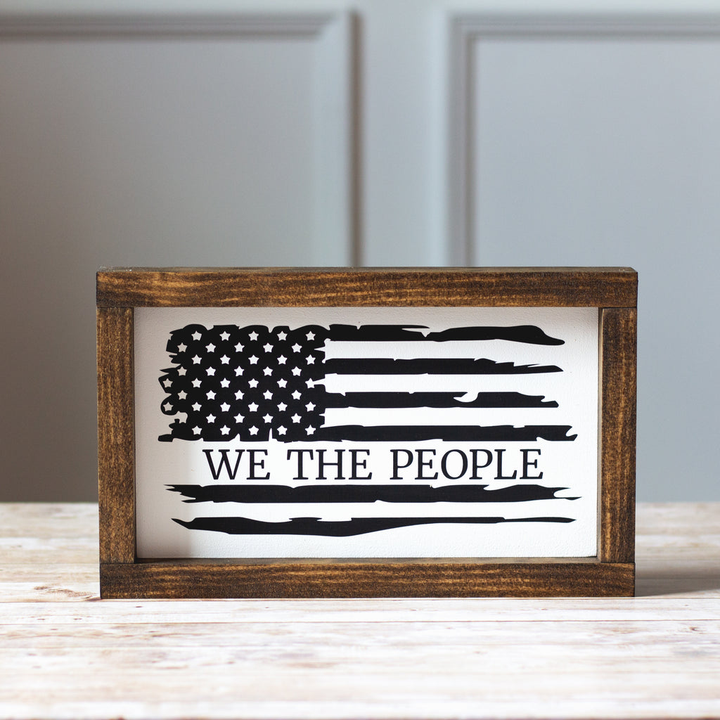 Patriotic Wall Sign We The People American Flag Black