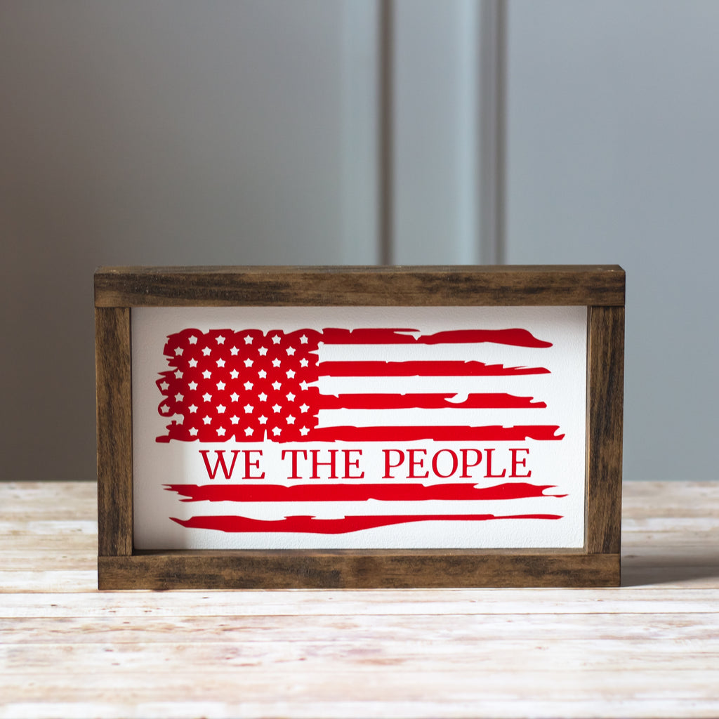Patriotic Wall Sign We The People American Flag Red