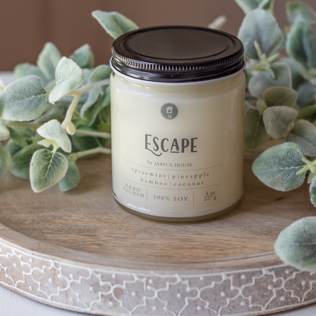 Escape Soy Candle | Bamboo + Coconut Scented Candle 8 oz.