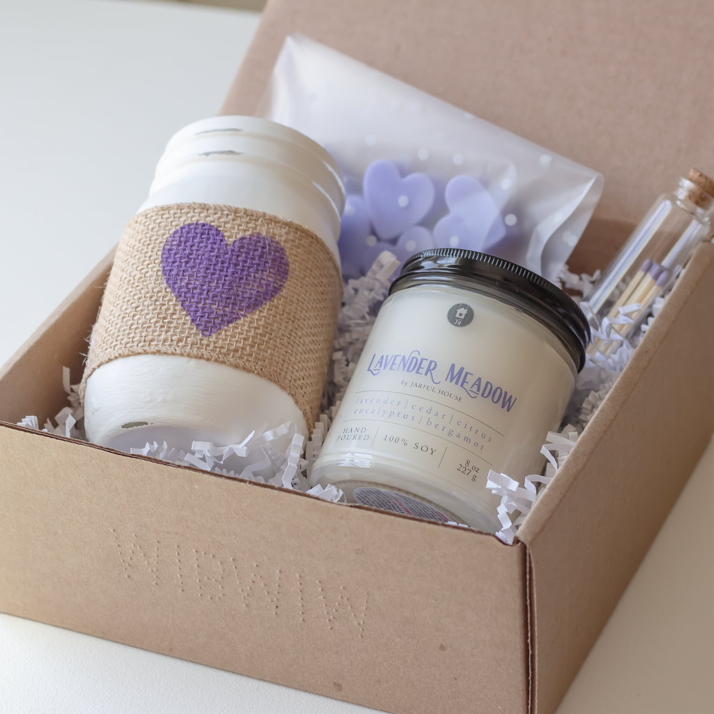 Lavender Meadows Gift Bundle Set | Candle + Matches + Jar + Wax Melts