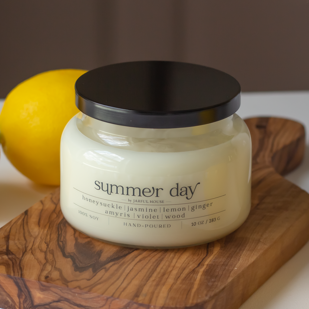 Summer Day Scented Soy Candle | Honeysuckle + Jasmine + Ginger - 10 oz