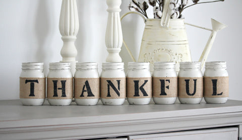 THANKFUL Rustic Table  Fireplace Decor - One Sided - Jarful House