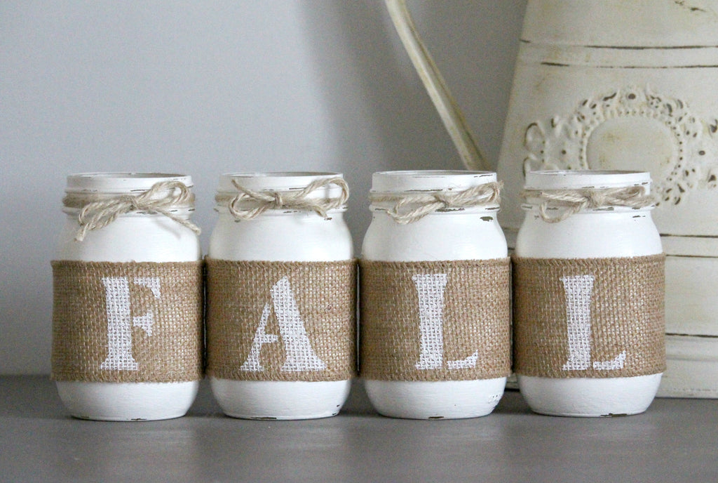 White Farmhouse Fall Home Decor | Fall Table Centerpieces - Two Sided - Jarful House