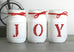 Rustic Christmas Table Decor JOY | Christmas White & Red Holiday Home Decor - Jarful House