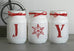 Rustic Christmas Table Centerpiece JOY - White and Red JOY Table Decor - Jarful House