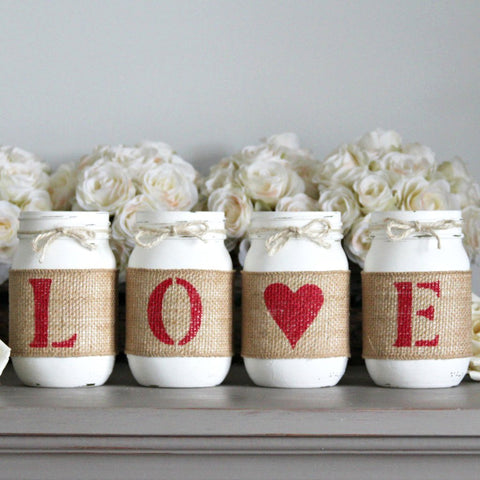 Rustic Home Decor | Valentines's Day Gift | Love Decorative Jars - One Sided - Jarful House