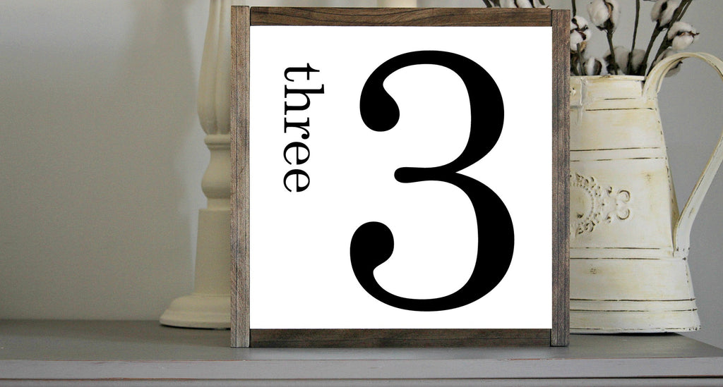 Rustic Wall Hangings - Farmhouse Framed Rustic Number 3 - Jarful House
