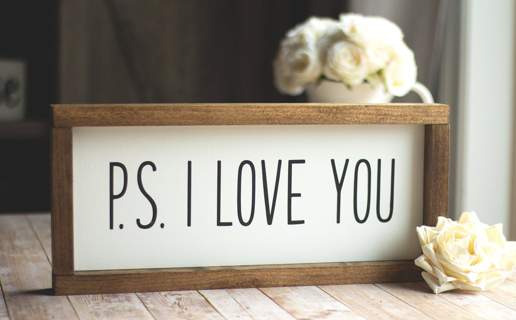 PS I LOVE YOU Wall Sign - Valentine's Day Decor - Black Letters - Jarful House
