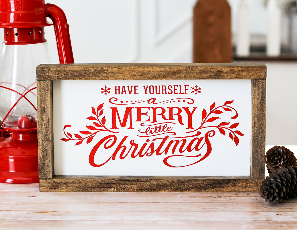 Christmas Decor | Red White Wall Sign Have Yourself a Merry Little Christmas 15 x 7 inches
