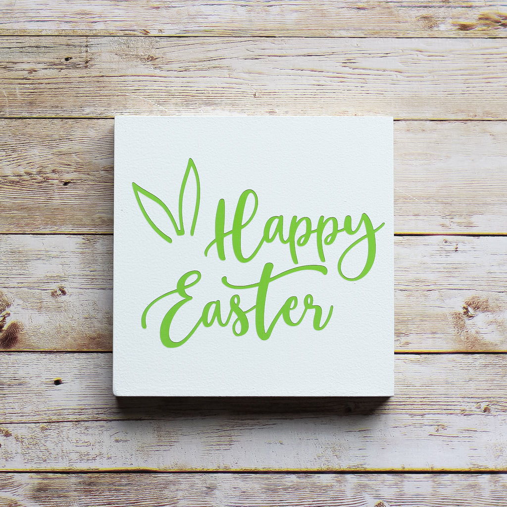 Easter Decorations - Tiered Tray Easter Decor Happy Easter Sign 5x5 - Jarful House