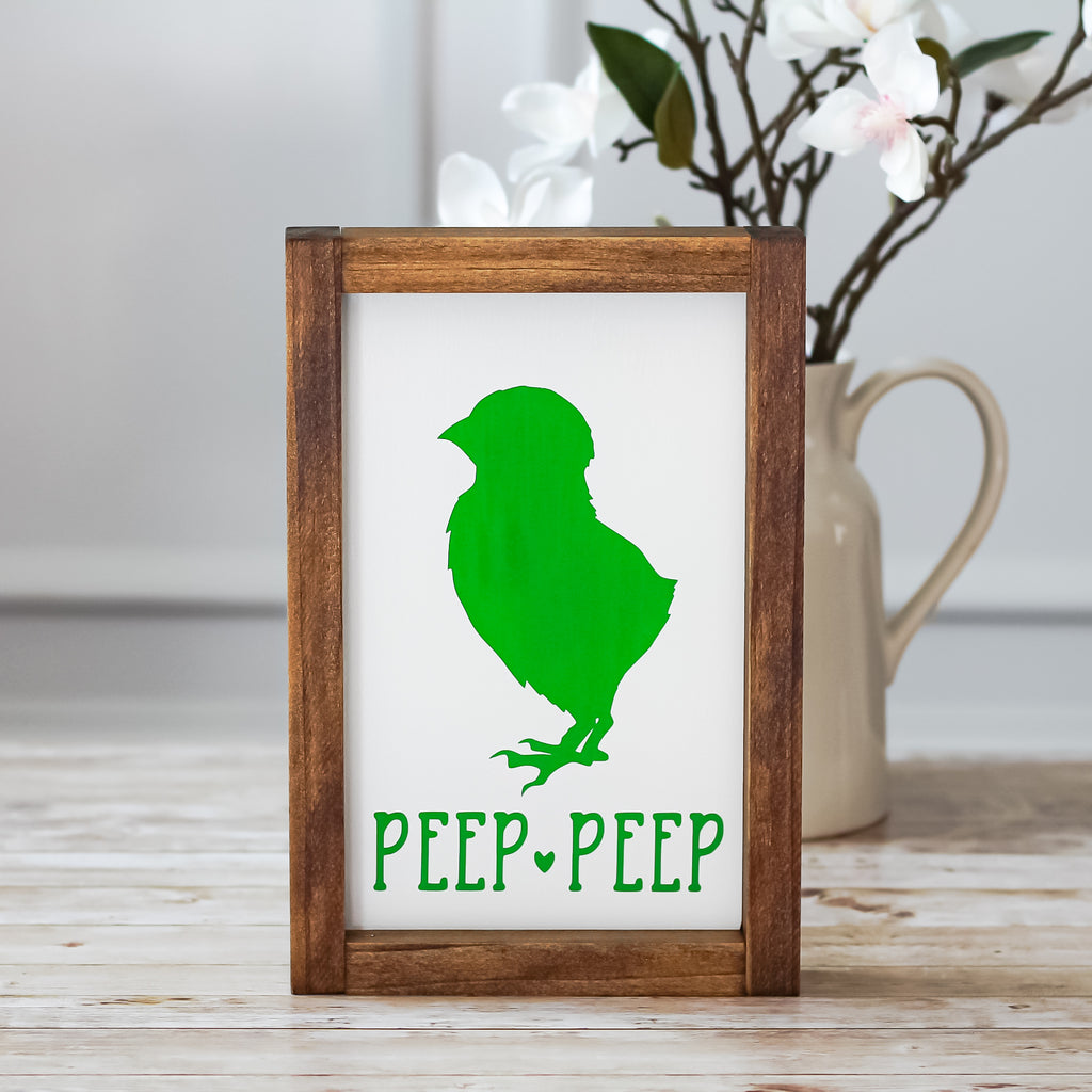 Green Easter Decoration Peep Peep Chick Chicken Wall Sign - Jarful House
