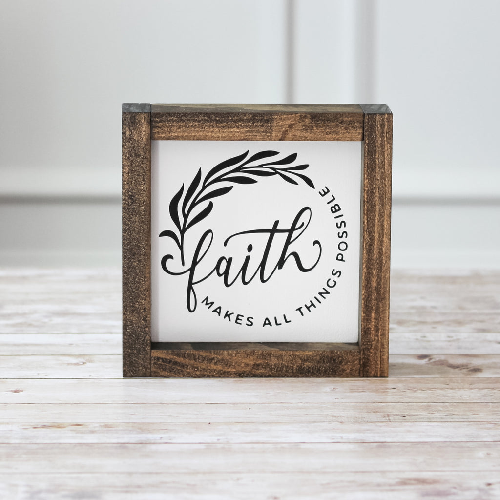 Inspirational Sign Religious Wall Decor Faith Makes All Things Possible - Jarful House