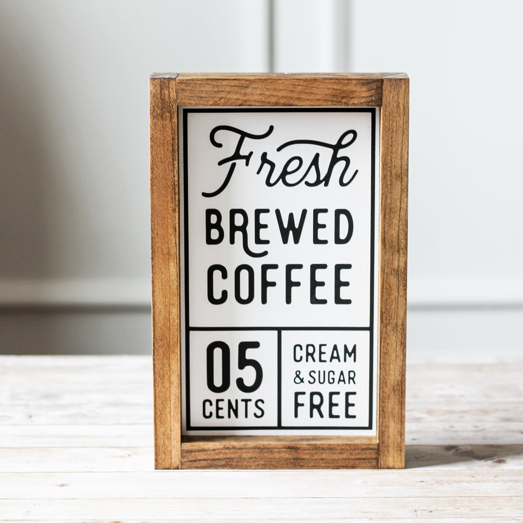 Kitchen Decor Farmhouse Wood Sign Fresh Brewed Coffee  | Coffee Bar Wall Decor