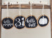 Fall Home Decor Ornaments Set of 4 | Halloween Fall Tiered Tray Decor - Black White Wood Slices
