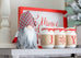 Christmas Table Centerpiece | Painted Mason Jar Set JOY | Double Sided - White Red Home Decor