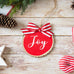 Farmhouse Christmas Ornaments Set of 3 | Red White Wood Slices - Believe Noel Joy