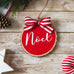 Farmhouse Christmas Ornaments Set of 3 | Red White Wood Slices - Believe Noel Joy