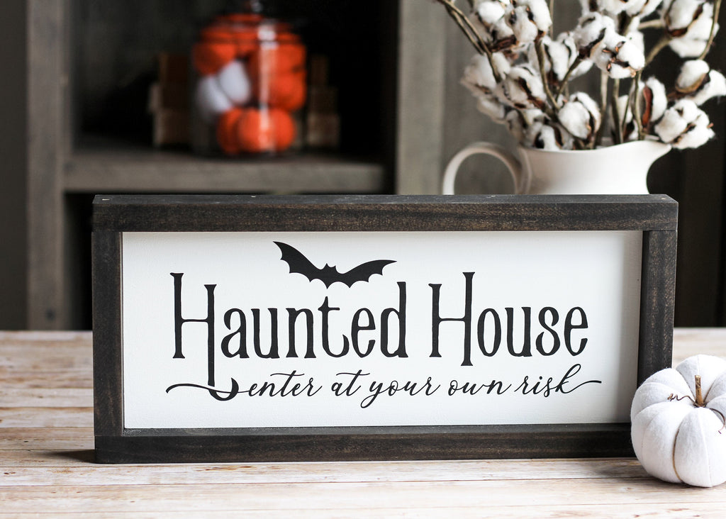 Haunted House Wall Sign | Halloween Decor - Jarful House