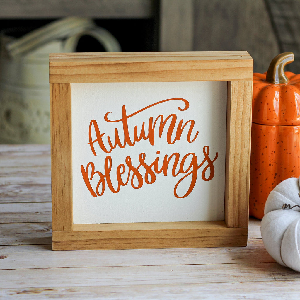 Fall Decor | Autumn Blessings Sign | Rustic Framed Wall Sign - Jarful House