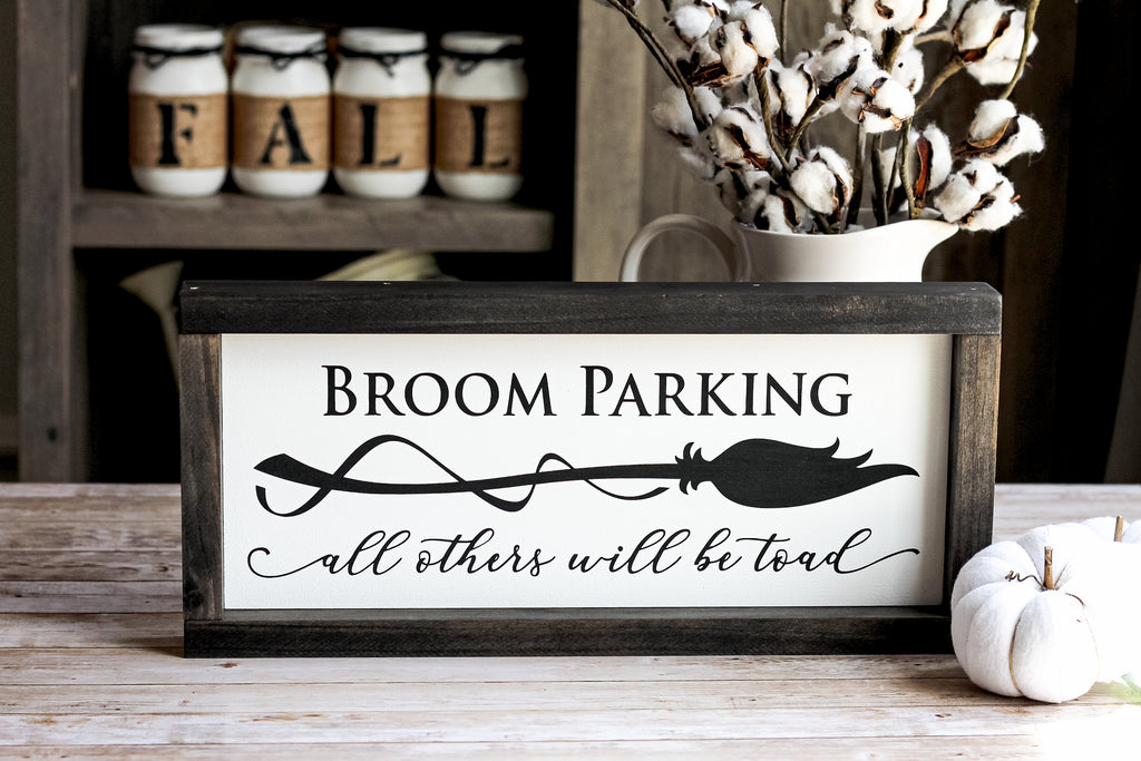 Halloween Decor | Broom Parking Sign | Spooky Wall Decor - Jarful House