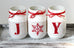 Rustic Christmas Table Centerpiece JOY - White and Red JOY Table Decor - Jarful House