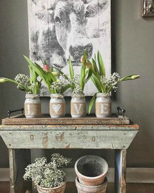 Farmhouse Home Decor  Rustic Table Decor - Two Sided Decorative Jars -  Jarful House